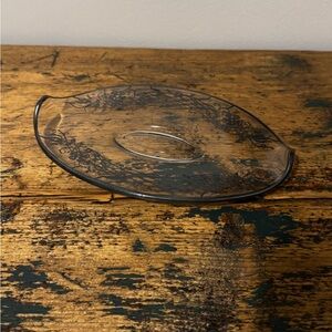 Elegant Clear Glass Plate with Silver Floral Overlay